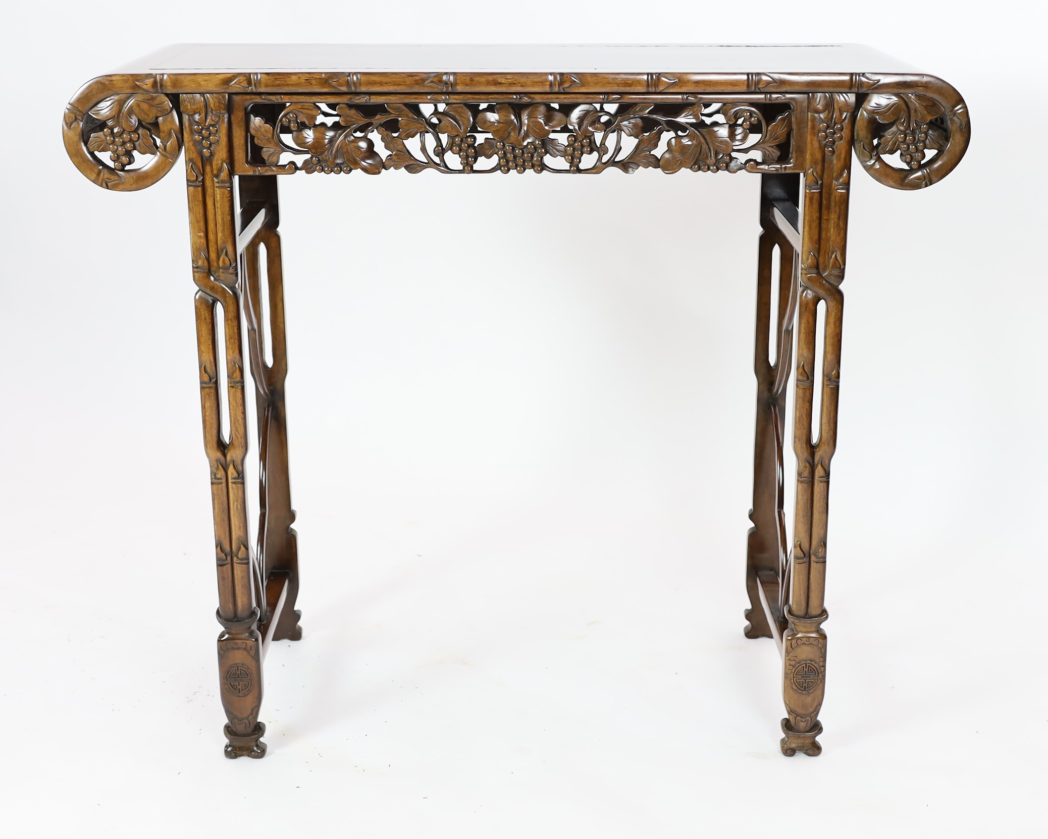 A Chinese hardwood altar table, 20th century, 122cm wide, 102cm high, 46cm deep